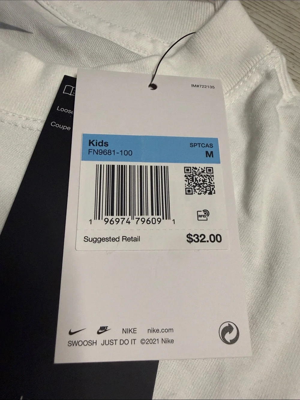 Nike White Short Sleeve Tee with Blue Graphic